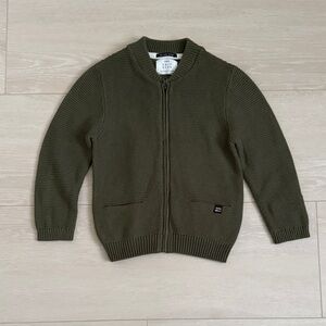 Zara Kids Olive Green Zip-Up Sweater